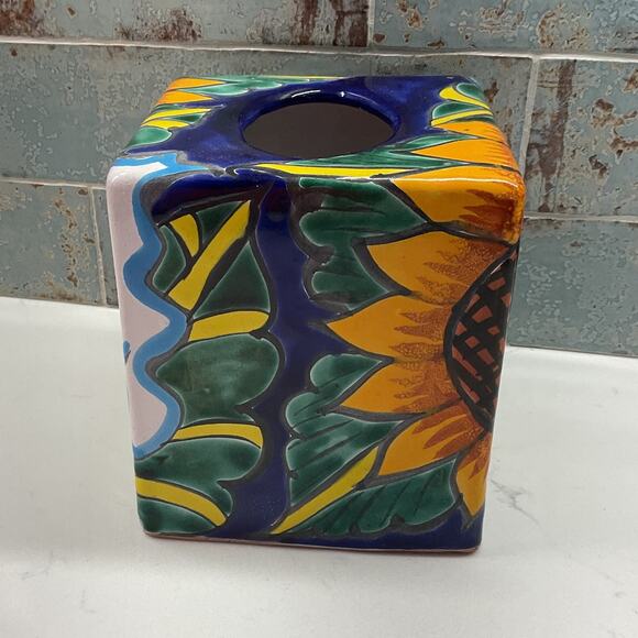 Talavera Pottery Ceramic Tissue Box Cover Made in Mexico - Picture 5 of 8